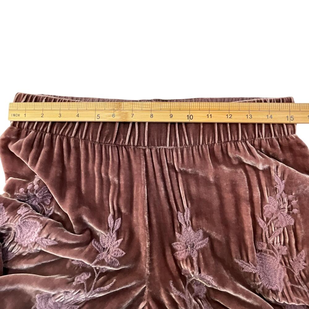 JW Los Angeles Johnny Was Renee Velvet Palazzo Pants Womens S Mauve Side Slits - Picture 8 of 11
